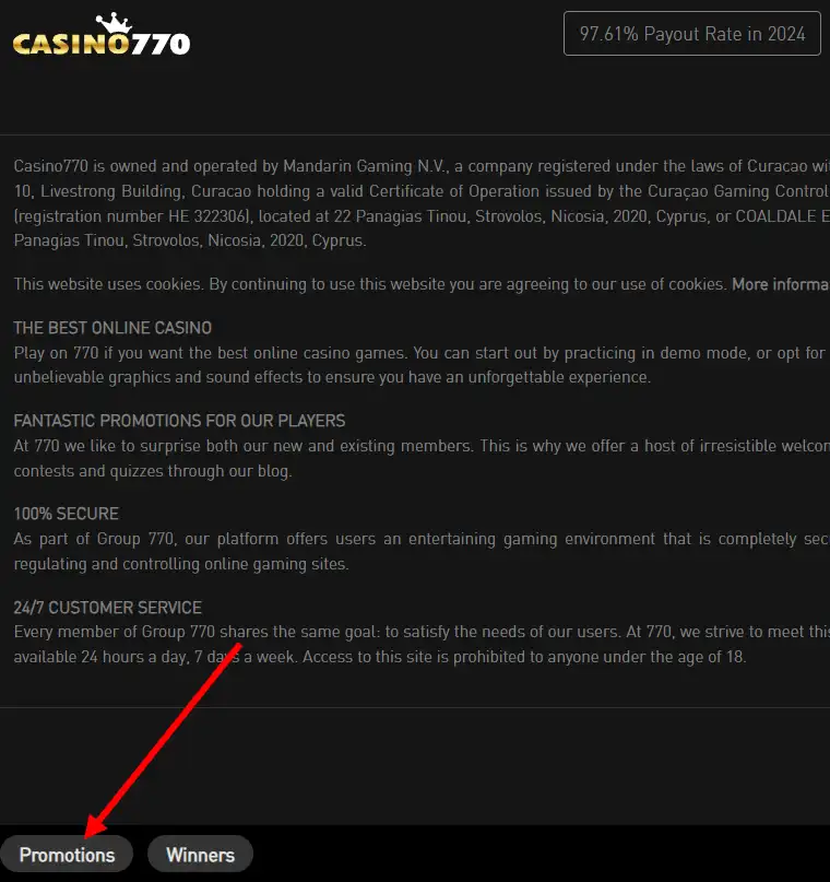 Casino770 Promotions
